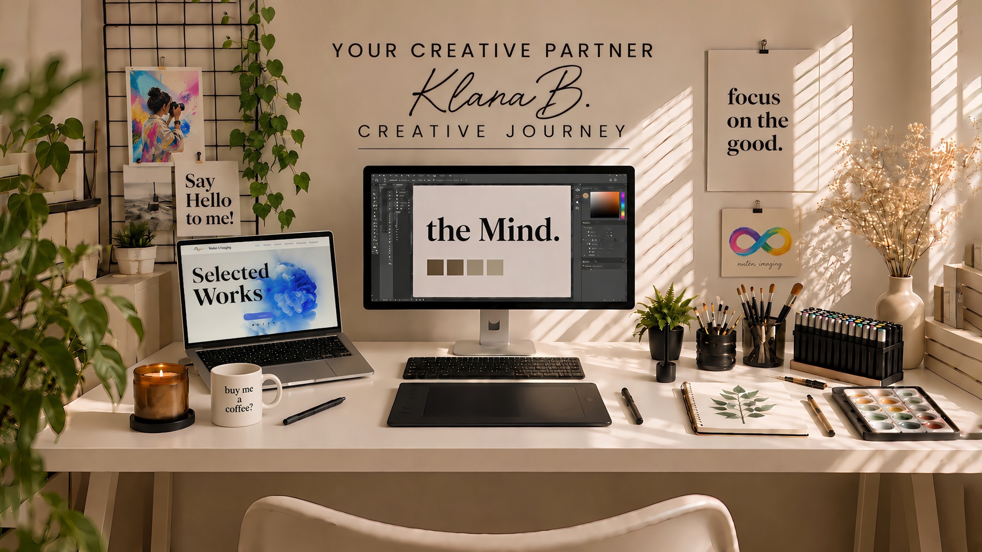 Sunlit creative studio of Klana B.